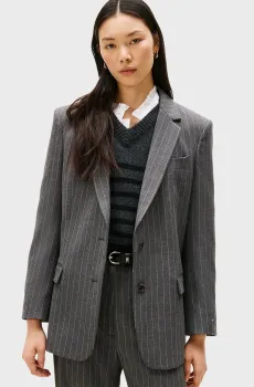 Женский серый жакет в полоску PINSTRIPE Серый 34 Tommy Hilfiger WW0WW48262