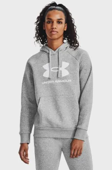 Женское серое худи UA Rival Fleece Big Logo Hdy Серый S Under Armour 1379501-012