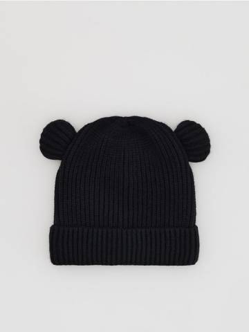 Reserved - Шапка-біні в рубчик із додаванням віскози - чорний - 878GT-99X