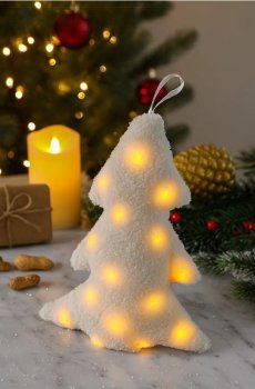 Плюшева LED-декорація у формі зірки - білий