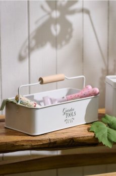 Металевий органайзер для садових інструментів з ручкою - білий