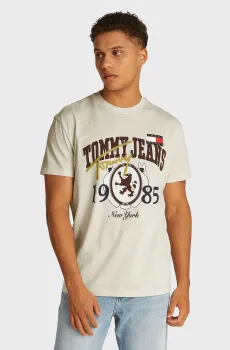 Мужская бежевая футболка VARSITY NOVELTY Бежевый S Tommy Jeans DM0DM20818