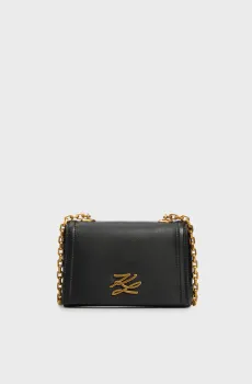 Женская черная кожаная сумка K AUTOGRAPH SM CROSSBODY Черный ONESIZE Karl Lagerfeld A1W30174