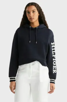 Женское темно-синее худи REG MONOTYPE SLV CROP HOODIE Синий XS Tommy Hilfiger WW0WW39140