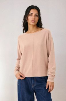 Базовий светр з декоративними швами з віскозою - бежевий
