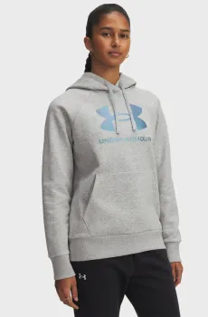 Женское светло-серое худи UA Rival Flc Shimmer Hdy Серый M Under Armour 6003710-011
