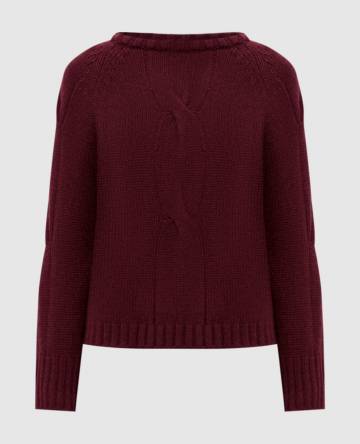 Бордовый свитер из кашемира с фактурным узором