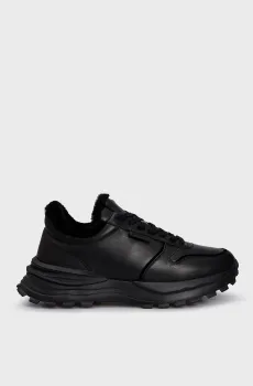 Мужские черные кожаные кроссовки Hans Черный 43 PRPY PRFAS7722M