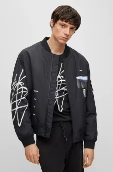 Мужской черный бомбер Черный S HUGO 50493670;001