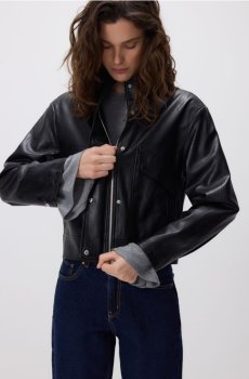 Reserved - Куртка зі штучної шкіри - чорний - 451IA-99X