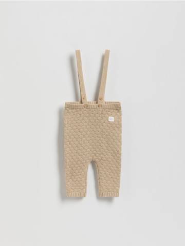 Reserved - Трикотажні штани на підтяжках - бежевий - 915GK-08X