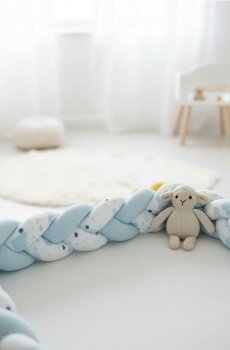 Декоративна плетена подушка з візерунками - блакитний