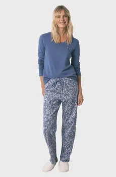 Женская синяя пижама (лонгслив, брюки) Синий L womensecret 3592439
