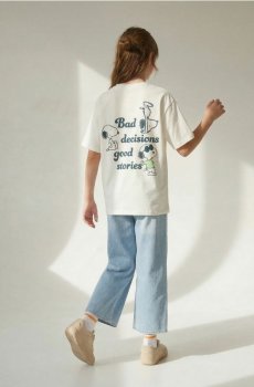 Бавовняна футболка з принтом Peanuts - кремовий