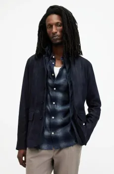 Мужской темно-синий кожаный вощеный пиджак SURVEY Синий L AllSaints ML534Z
