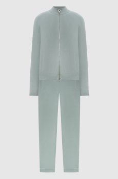 Зеленый спортивный костюм из кашемира с эмблемой