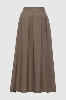 Коричневая юбка миди с льном