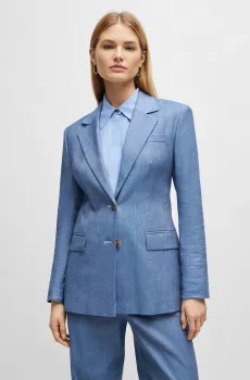 Женский синий льняной жакет Синий 32 BOSS 50514897;450