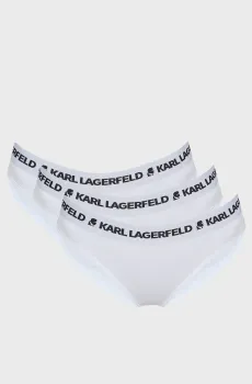 Женские белые трусики (3 шт) LOGO BRIEF Белый L Karl Lagerfeld 246W2112