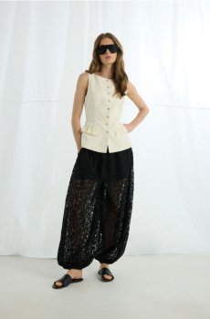 Reserved - Штани balloon з мережива - чорний - 685KN-99X