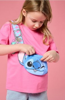 Бавовняна футболка з 3D-елементом Lilo & Stitch - рожевий