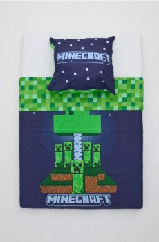 Комплект двосторонньої дитячої постільної білизни MInecraft - темно-синій