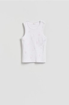 Reserved - Бавовняний топ з вишивкою - білий - 478GA-00X