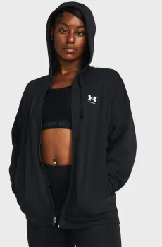 Женское черное худи UA Rival Terry OS FZ Hooded Черный XS Under Armour 1386043-001