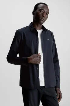 Мужская черная рубашка STRETCH POPLIN SLIM Черный XXL Calvin Klein K10K110856
