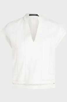 Женская белая блуза EMBROIDERY DETAIL Белый 40 Karl Lagerfeld B2W11004