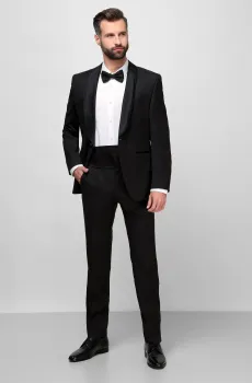 Мужской черный шерстяной костюм (пиджак, брюки) Черный 56 BOSS 50379909К;001