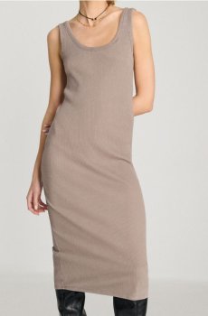 Облягаюча вязана міді сукня з ефектом прання - бежевий