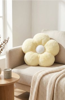 Декоративна подушка у формі квітки - світло-жовтий