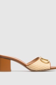 Коричневые комбинированные мюли с эмблемой