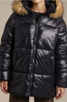 Квітована куртка puffer - чорний