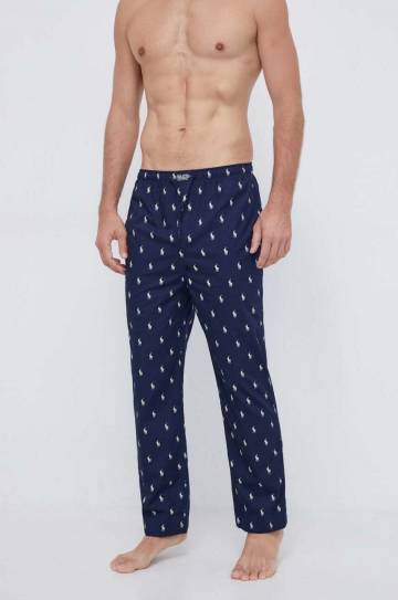 Хлопковые пижамные брюки Polo Ralph Lauren цвет синий узор Хлопковые пижамные брюки Polo Ralph Lauren цвет синий узор