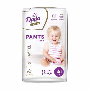 Подгузники-трусики Dada Elite Care размер 4 Maxi (9-15 кг), 15 шт Подгузники-трусики Dada Elite Care размер 4 Maxi (9-15 кг), 15 шт