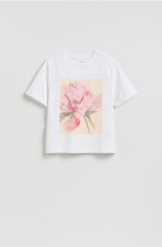 Reserved - Бавовняна футболка з принтом - білий - 069HT-00X