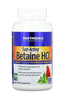 Бетаин гидрохлорид Enzymedica Betaine HCI, 120 капсул