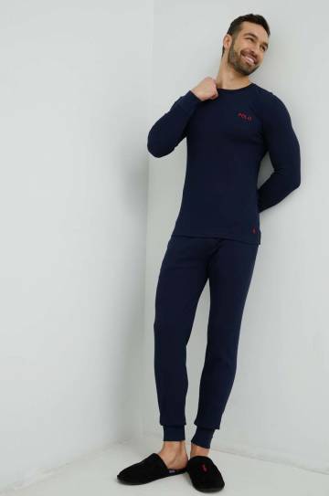 Пижамные брюки Polo Ralph Lauren мужские цвет синий однотонная Пижамные брюки Polo Ralph Lauren мужские цвет синий однотонная