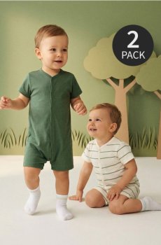 Бавовняні ромпери 2 pack - світло-оливковий