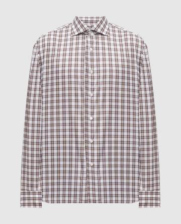 Коричневая рубашка в клетку