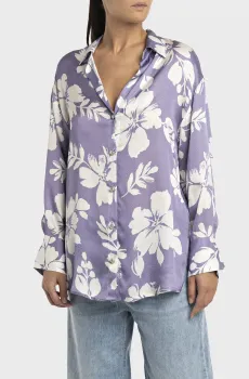 Женская сиреневая блуза с узором Сиреневый S Replay W2133 .000.74968