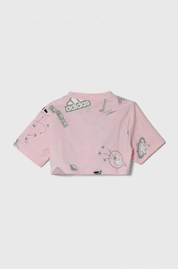 Детская хлопковая футболка adidas цвет розовый