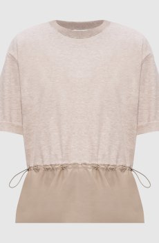 Бежевая меланжевая футболка с цепочкой мониль