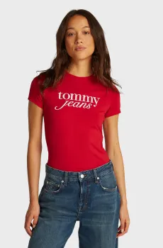 Женская красная футболка TJW SLIM ESSENTIAL LOGO TEE EXT Красный XS Tommy Jeans DW0DW19447
