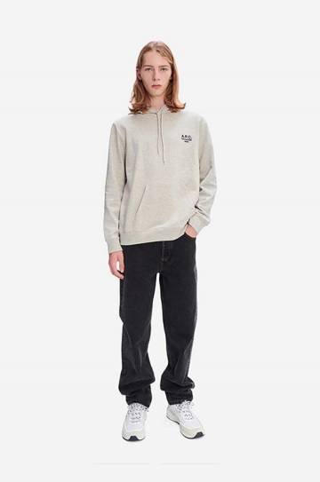 Хлопковая кофта A.P.C. Marvin мужская цвет чёрный с капюшоном с аппликацией COEZD.H27733-MARINE Хлопковая кофта A.P.C. Marvin мужская цвет чёрный с капюшоном с аппликацией COEZD.H27733-MARINE