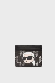 Женский черный кардхолдер с узором K IKONIK 2.0 Черный ONESIZE Karl Lagerfeld 240W3240