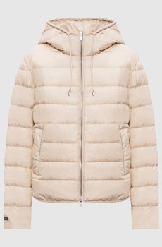 Бежевая пуховая куртка с цепочкой