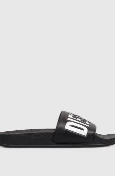 Детские черные слайдеры с тиснением логотипа